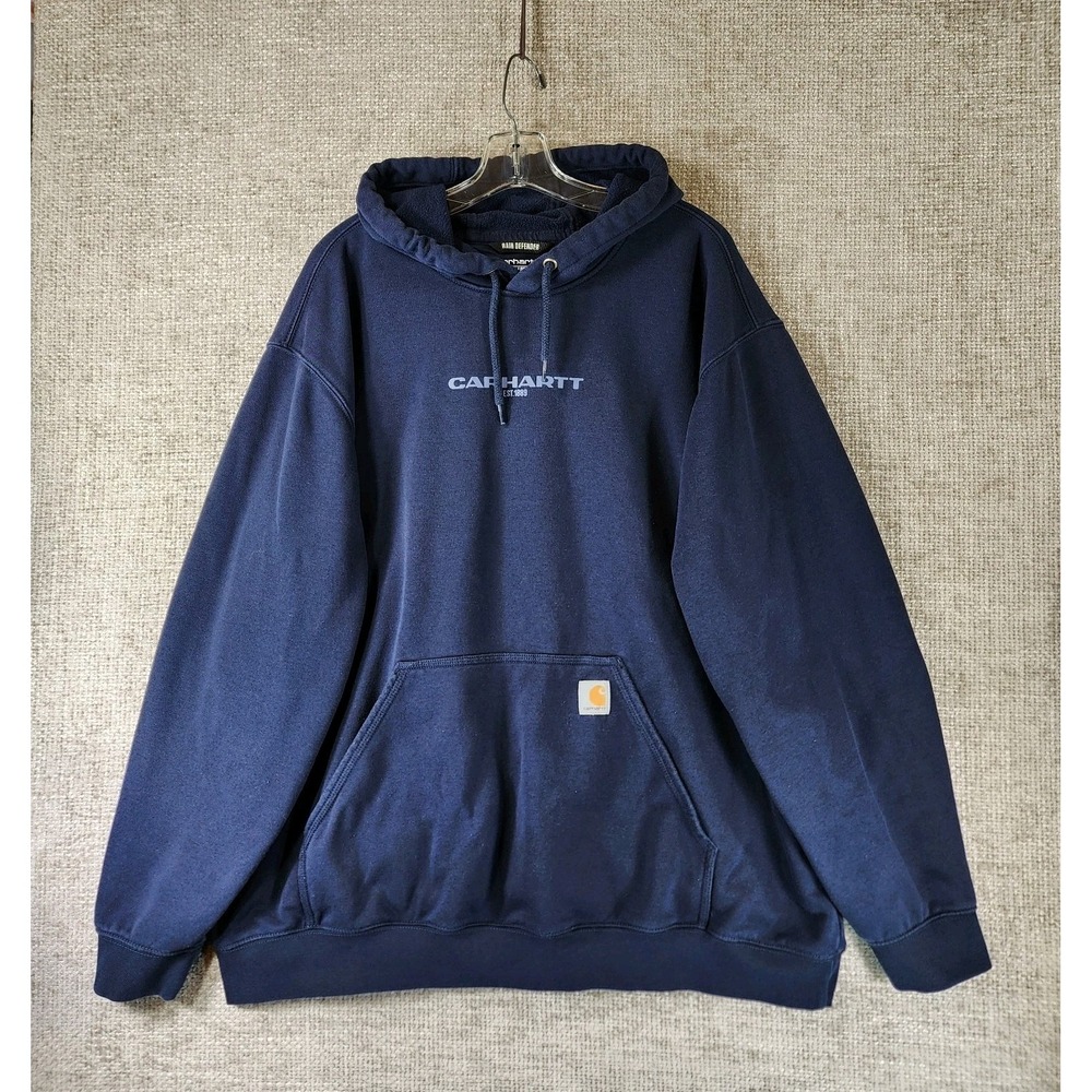 Carhartt Rain Defender Loose Fit Midweight Hoodie Mens 2XL Navy TS7031-M